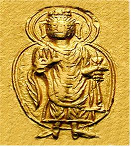 카니슈카 대왕의 주화(금화)에 묘사된 부처님 형상