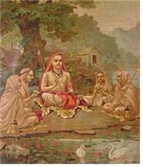 인도 최고의 철학자로 알려진 샹카라(Shankara 788〜820CE)가 제자들에게《우파니샤드》의 주해서를 설명하고 있다.