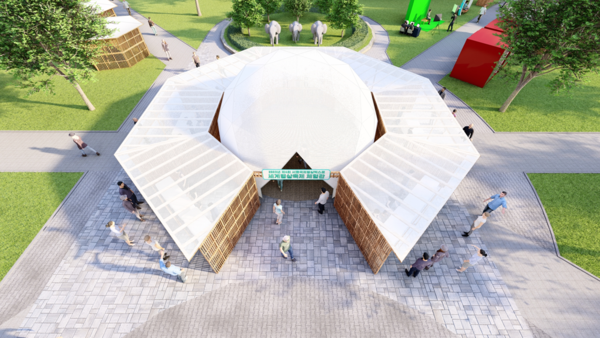 동국대 불교학술원 종학연구소 주최로 작년 10월 열린 제4회 서울국제명상엑스포에서 동국대 팔정도 광장에 설치됐던 명상 체험부스 조감도.(사진제공=종학연구소)