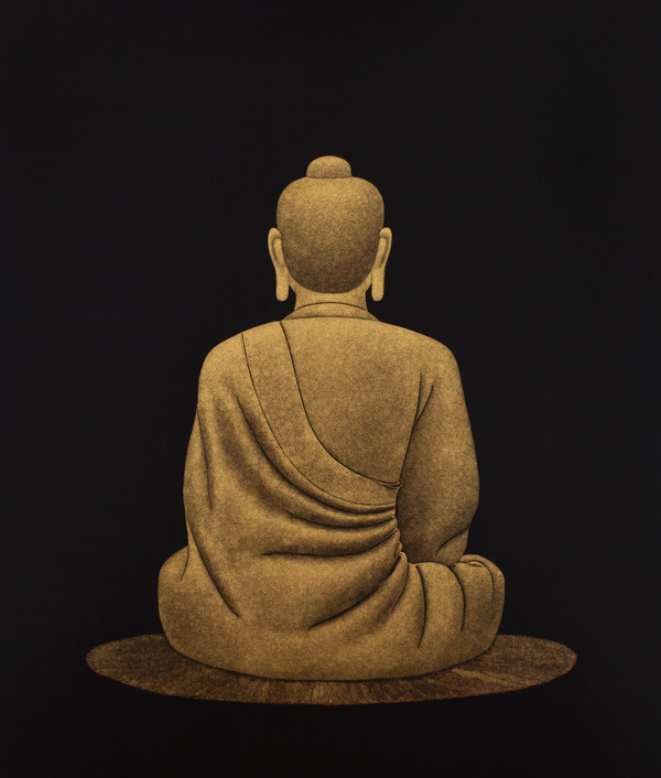 이해기 작가의 Looking Myself, 147cm×125cm, 비단에 금, 2019