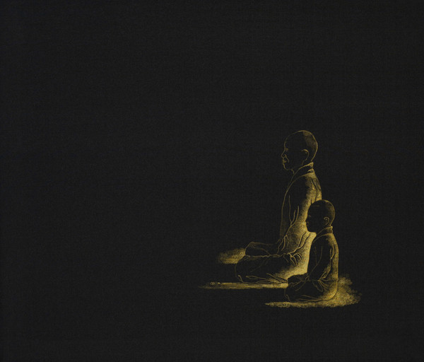 이해기 작가의 노승과 동자, 38.5cm×45.5cm, 비단에 금, 2024