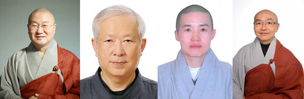 사진 왼쪽부터 심산 스님, 배광식 명예교수, 심근 스님, 운산 스님