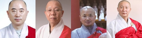 사진 왼쪽부터 법규위원장 육화 스님, 불교문예원장 겸 태고문화유산전승사업단장 지허 스님, 한국불교신문사 사장 청호 스님, 총무원 교무부장 정안 스님.